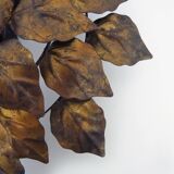 Sun ceiling light, foliage ceiling light in gold metal, vintage ceiling light. 70s