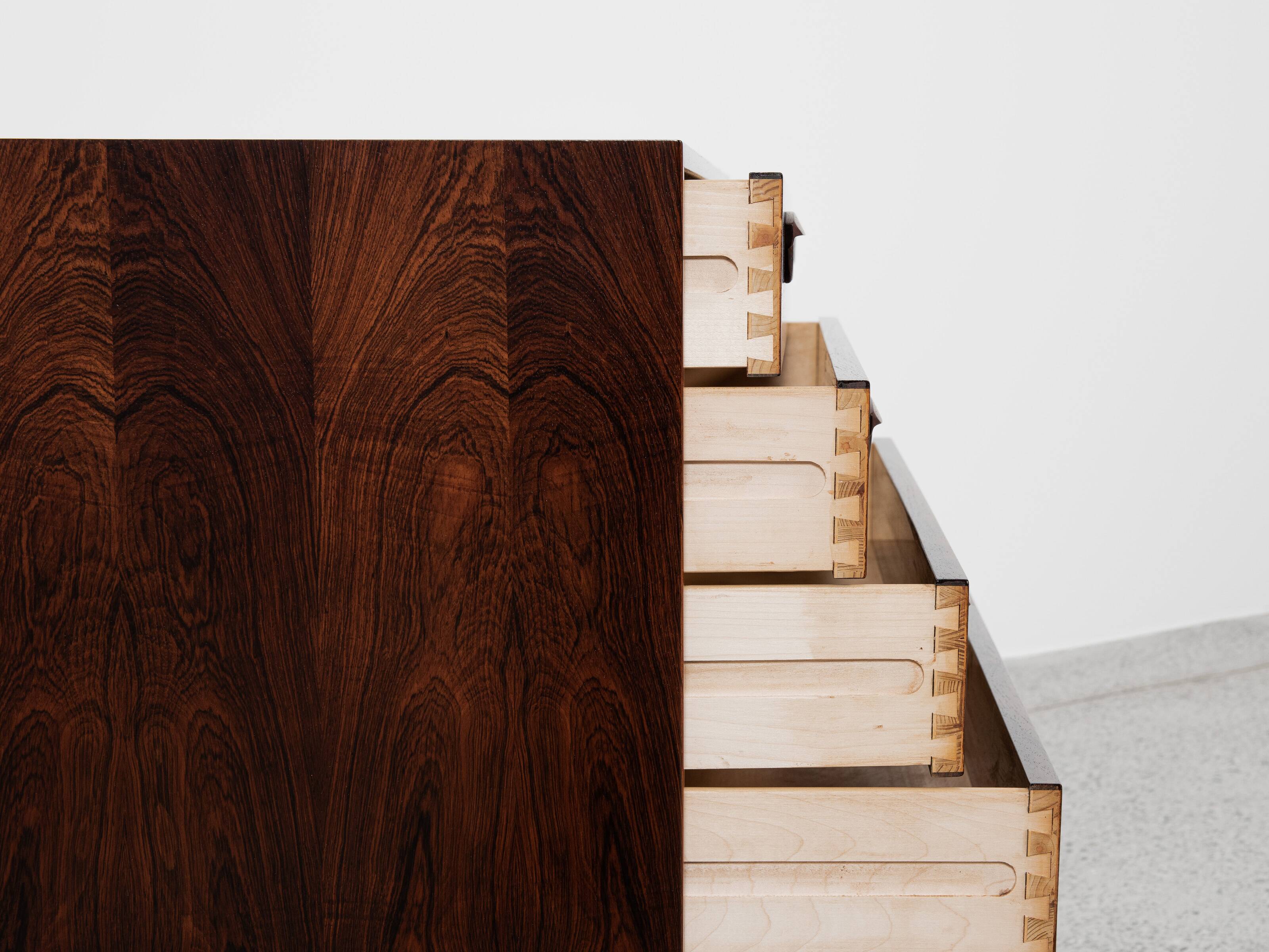 Danish chest of drawers from the 1950s with 4 drawers in rosewood by Kai Kristiansen for FM.