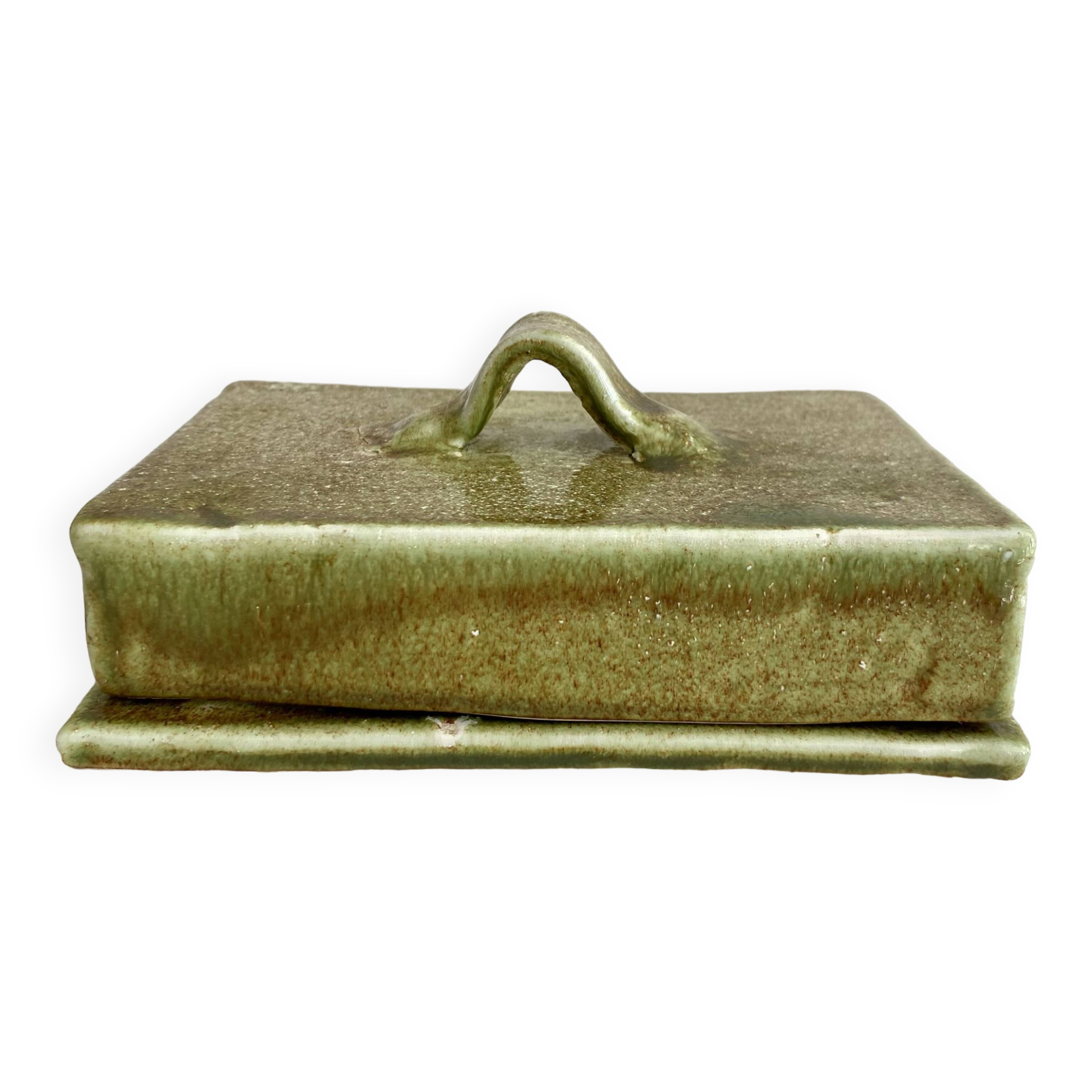 Glazed ceramic butter dish