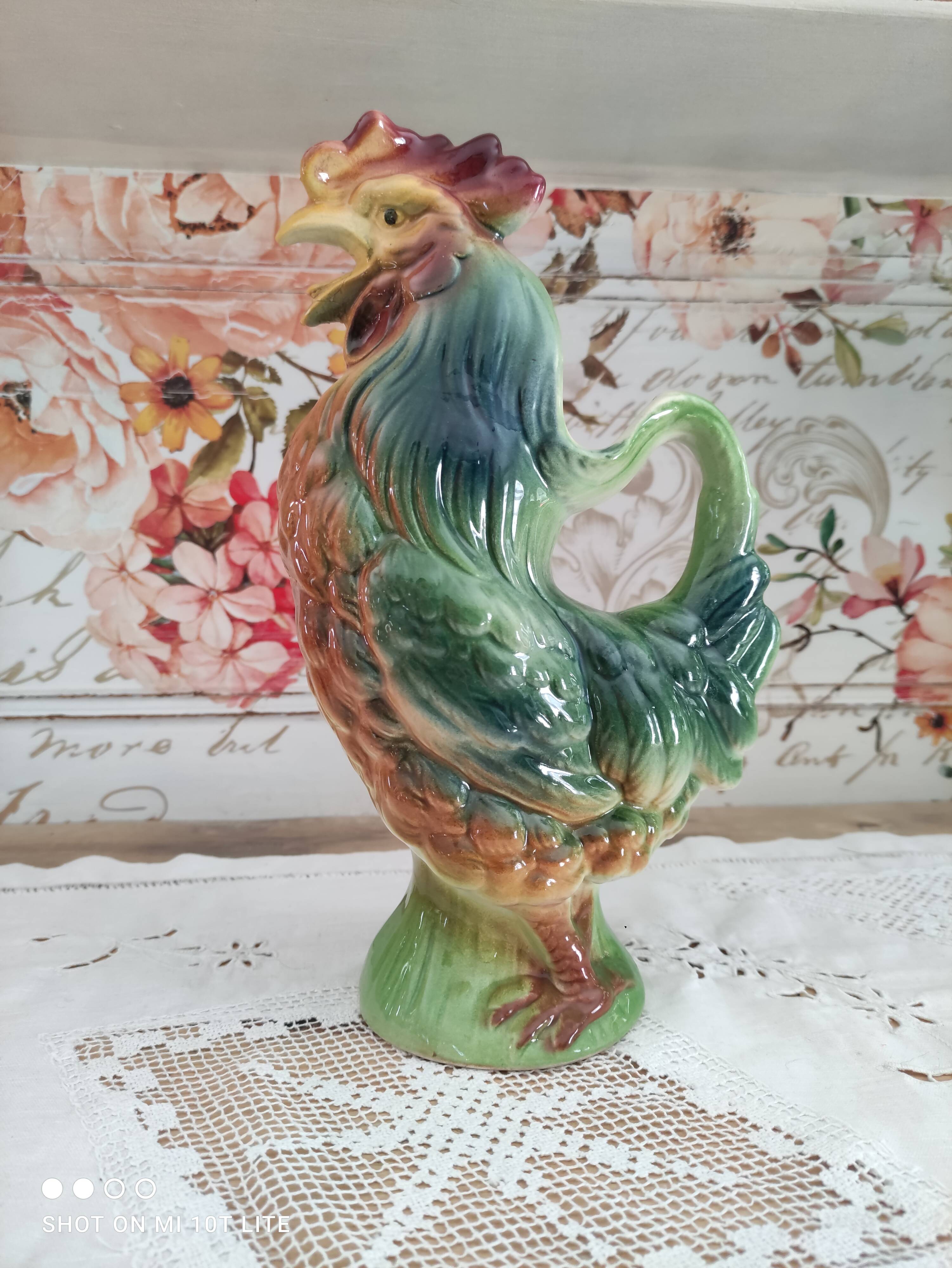 Pitcher in zoomorphic slip Rooster of the earthenware factory of Saint Clement