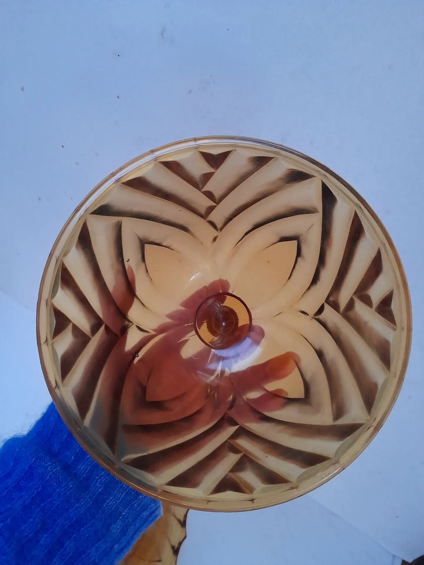 Butter dish or glass cheese dome in amber