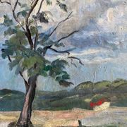 Tableau HSP "Paysage à l'arbre et à la maison rouge" - XX`°