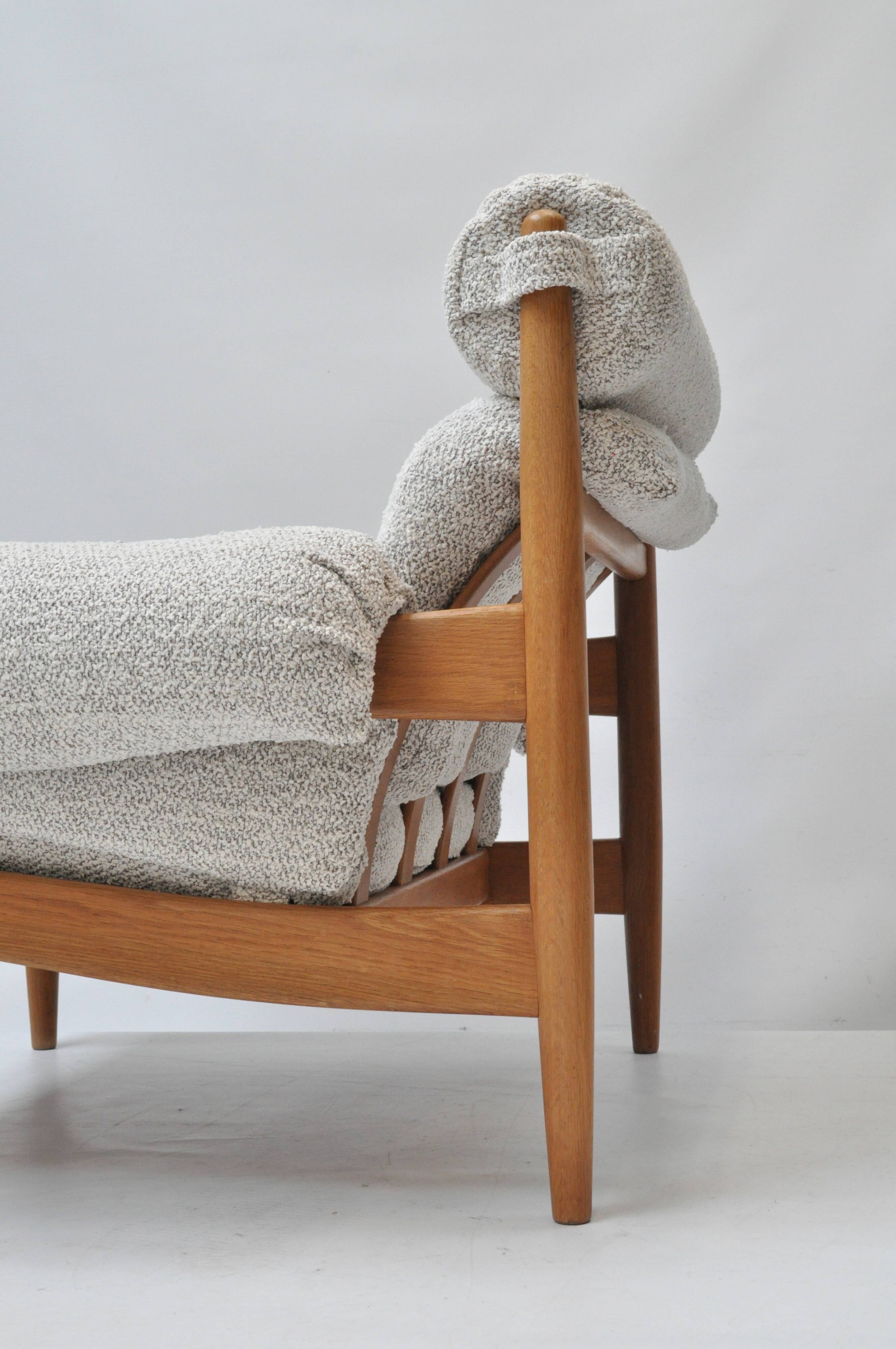 Scandinavian Lounge Armchair by Eric Merthen, 1960s – Reupholstered in Whit