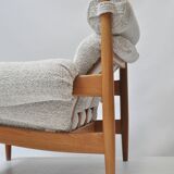 Scandinavian Lounge Armchair by Eric Merthen, 1960s – Reupholstered in Whit