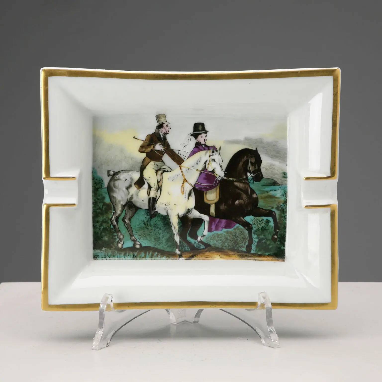 Vintage Hermès Paris ashtray in porcelain, France, 1980s.