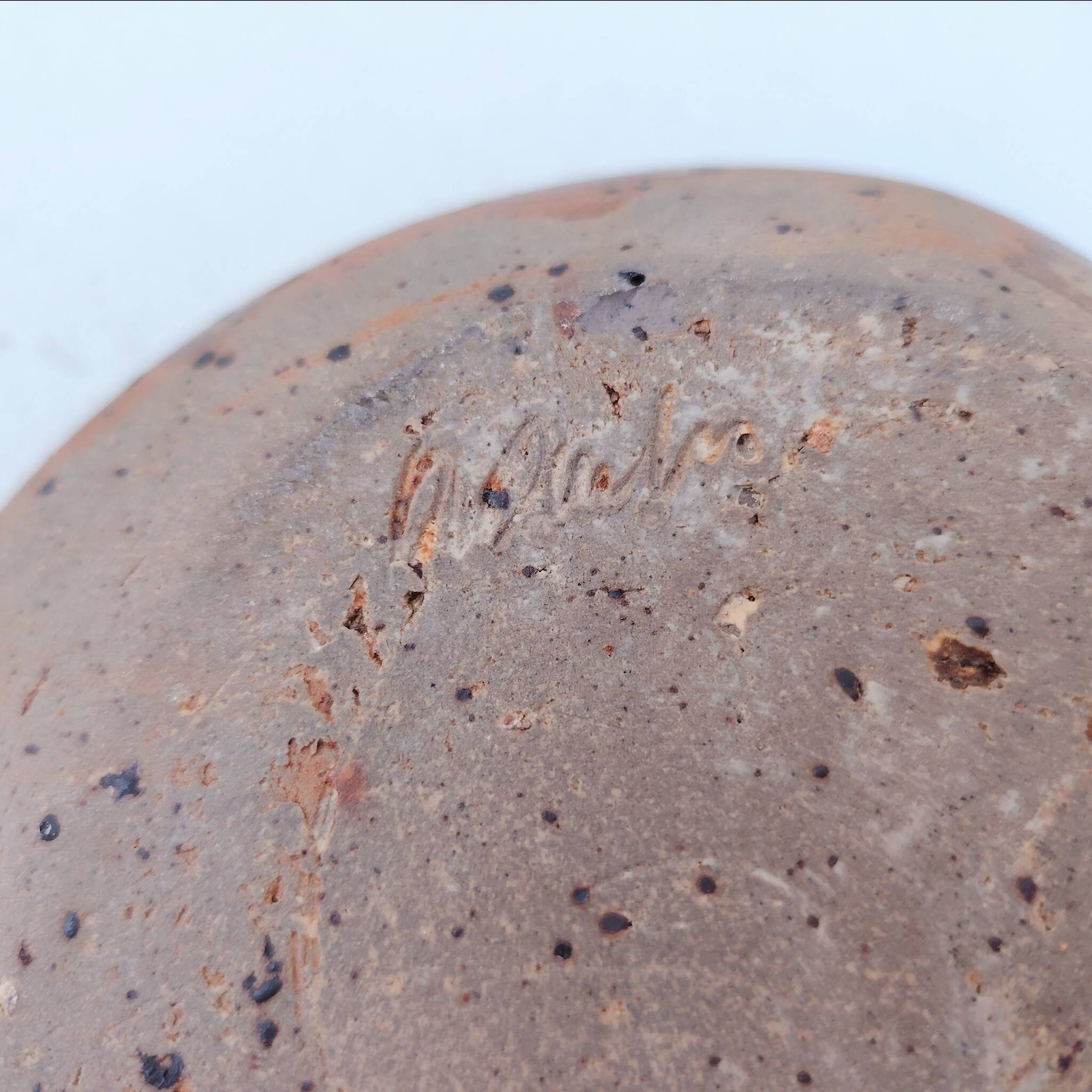 Flower vase, pyrite stoneware, signed, vintage