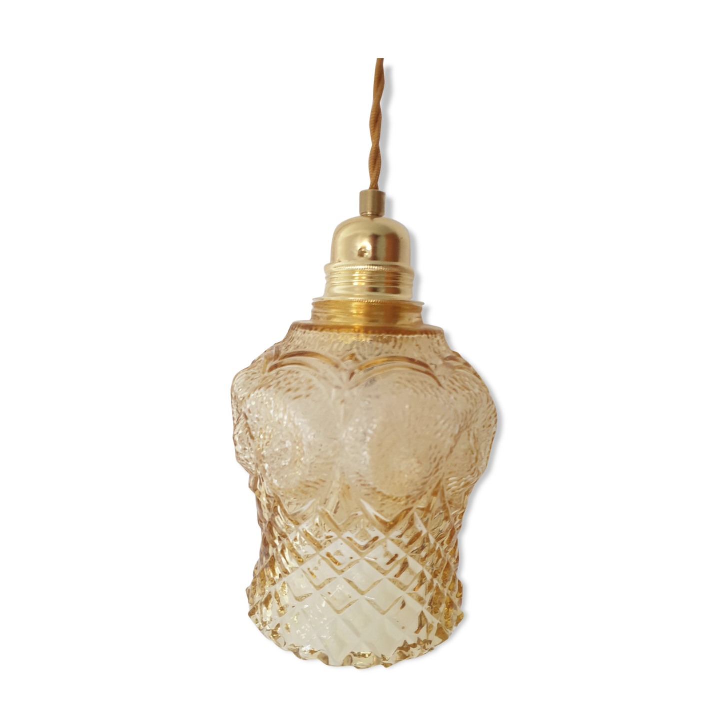 Chiseled glass hand lamp