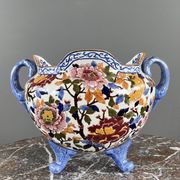 Large earthenware cache-pot from Gien with peony decoration, 20th century.