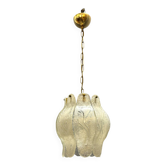1970s Italian Murano Glass Pendant Light with Sculptural Glass Shade