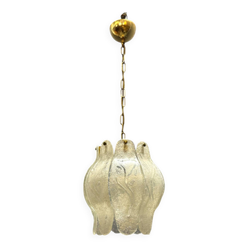 Suspension en verre de Murano italien des années 1970 avec abat-jour en verre sculptural