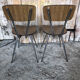 Pair of tublac chairs compass legs chrome metal formica wood vintage #a241