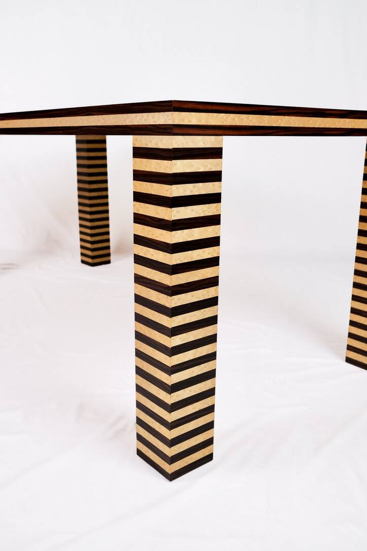 Memphis style dining table, wood, Italy
