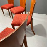 Set of Four H-214 Chairs by Jindřich Halabala, Walnut, 1950s