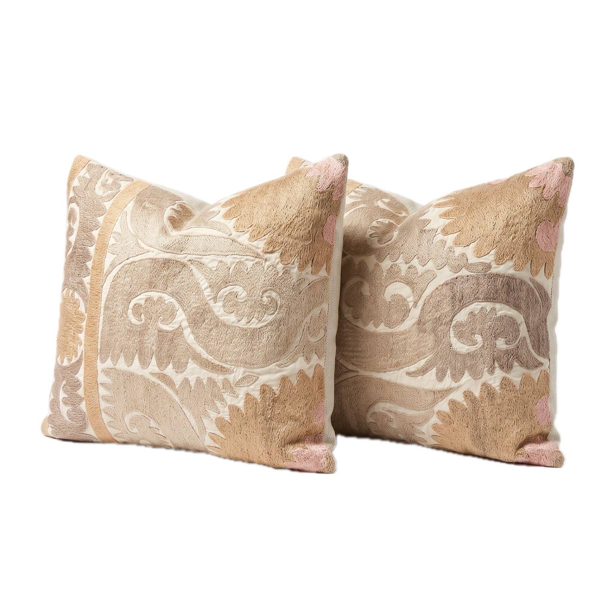 Set of 2 vintage embroidered cushion covers 55x65 cm