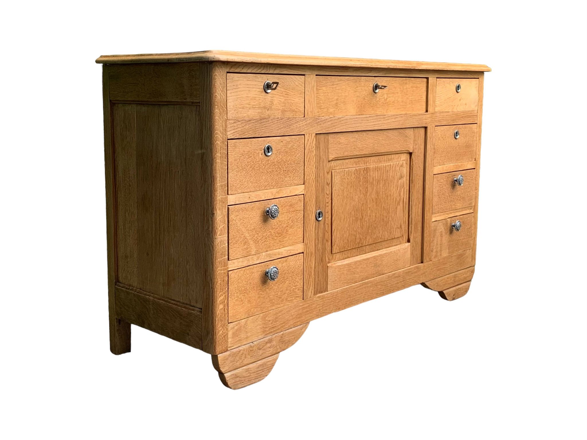 Buffet 9 tiroirs art déco chêne brut massif