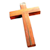 Croix Crucifix vintage en bois ébène de macassar et laiton