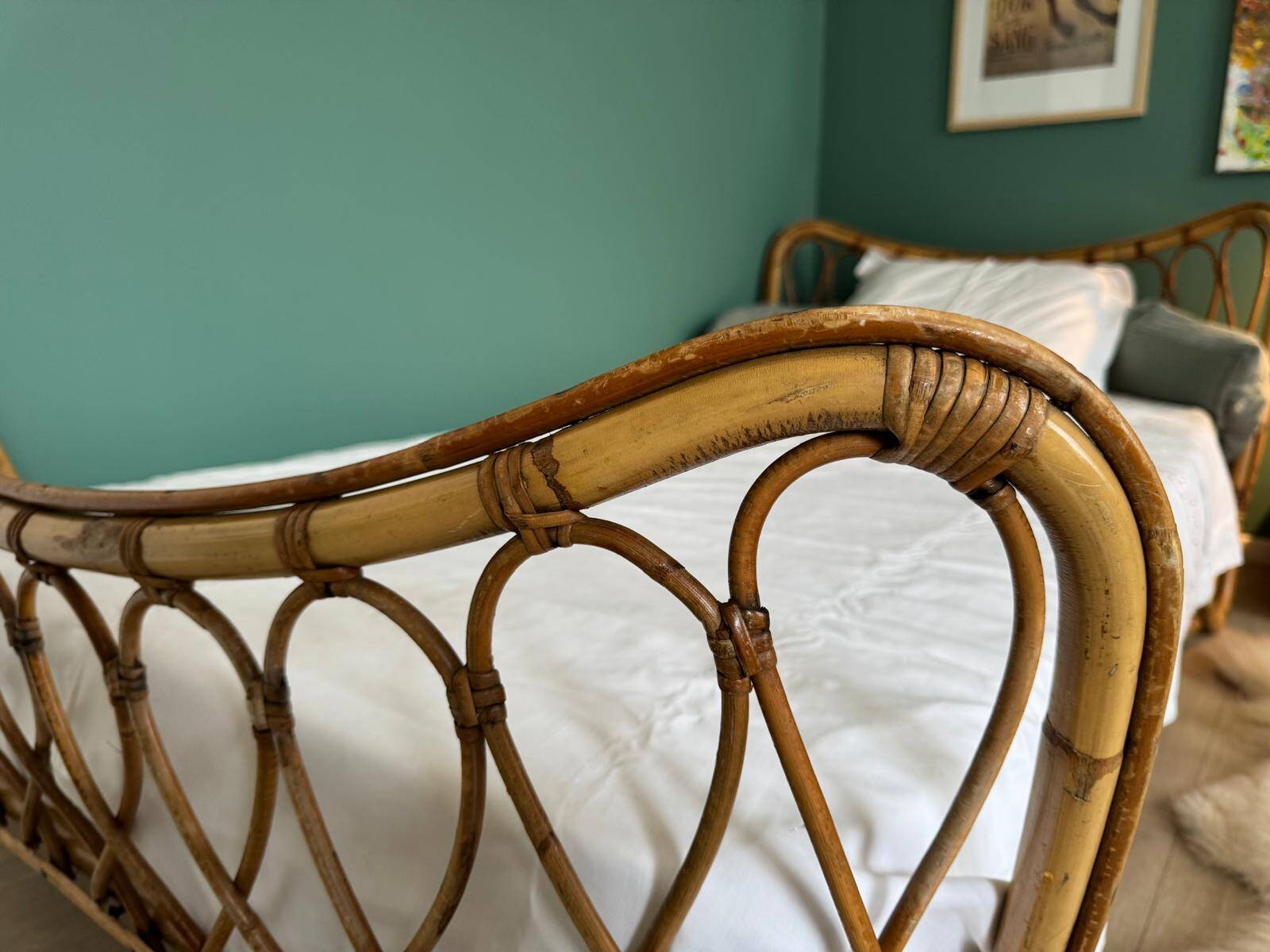 Vintage rattan bed