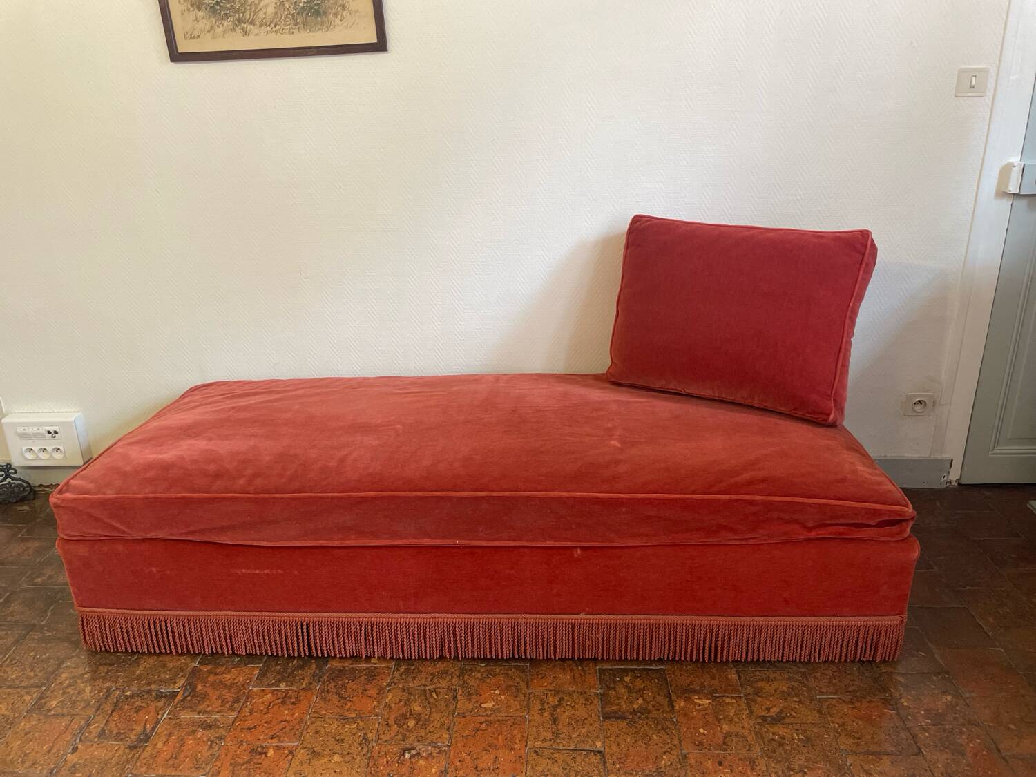 Vintage velvet daybed bench