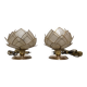 Pair of mother-of-pearl lotus flower bedside or mood lamps