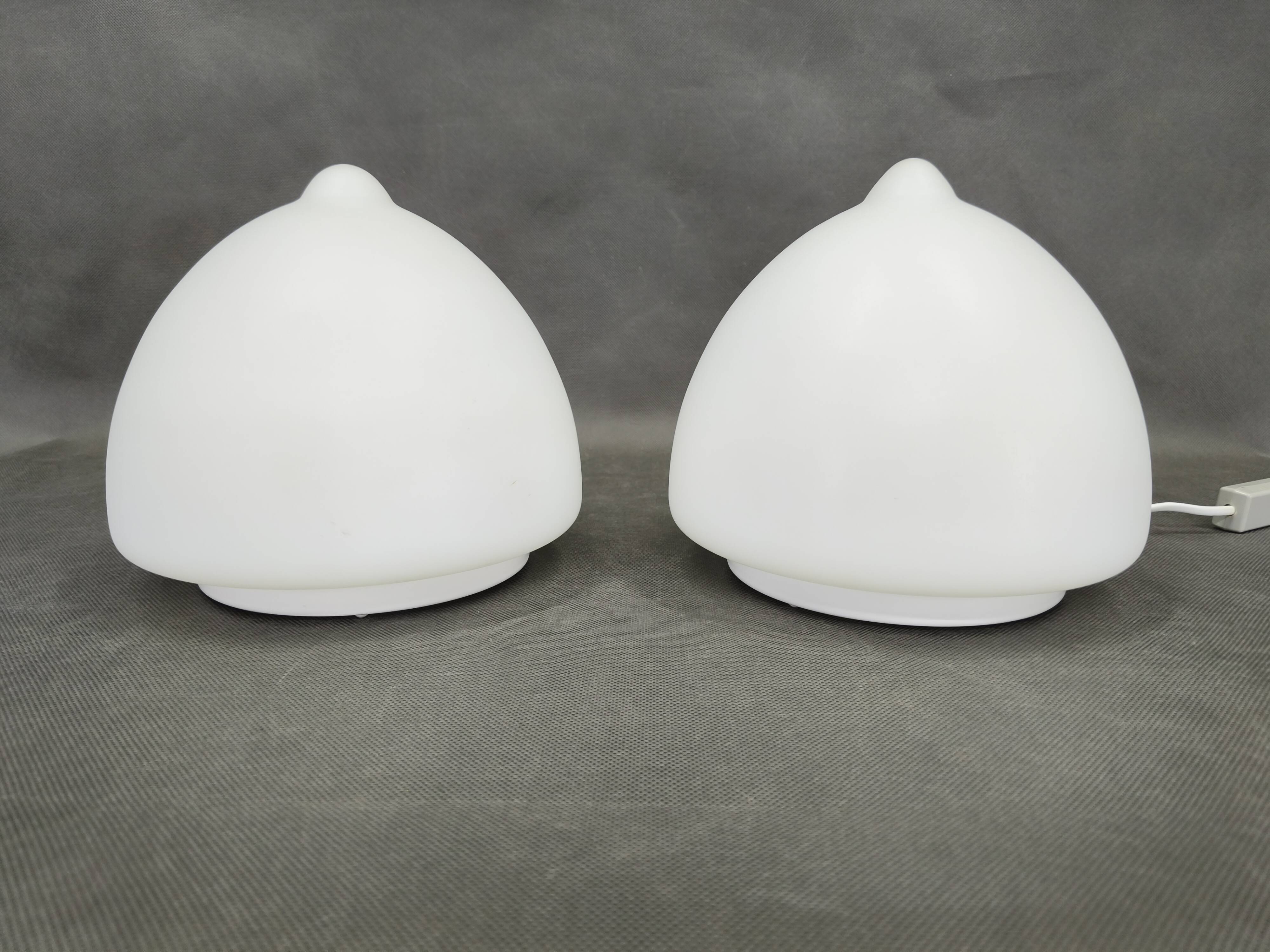 Pair of Czech Opaline Glass Sculptural Table Lamps, 1970s