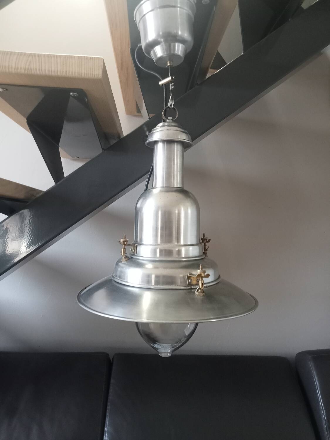 Lustre industriel vintage italien uccello fisherman