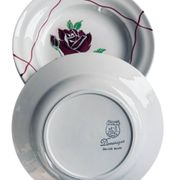Set of 6 deep plates Saint-Amand "Dominique" 1950s Hand Decorated