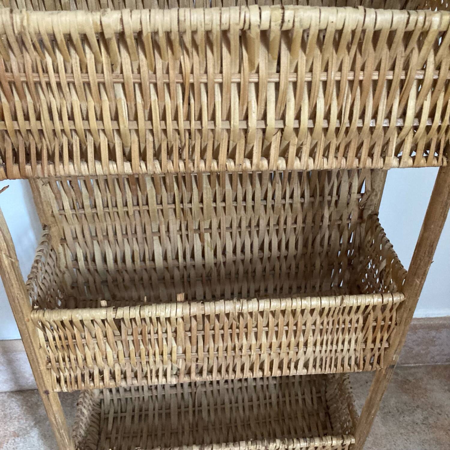 Vintage wicker wall shelf