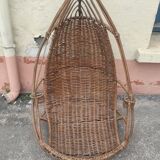 Rattan hanging egg chair