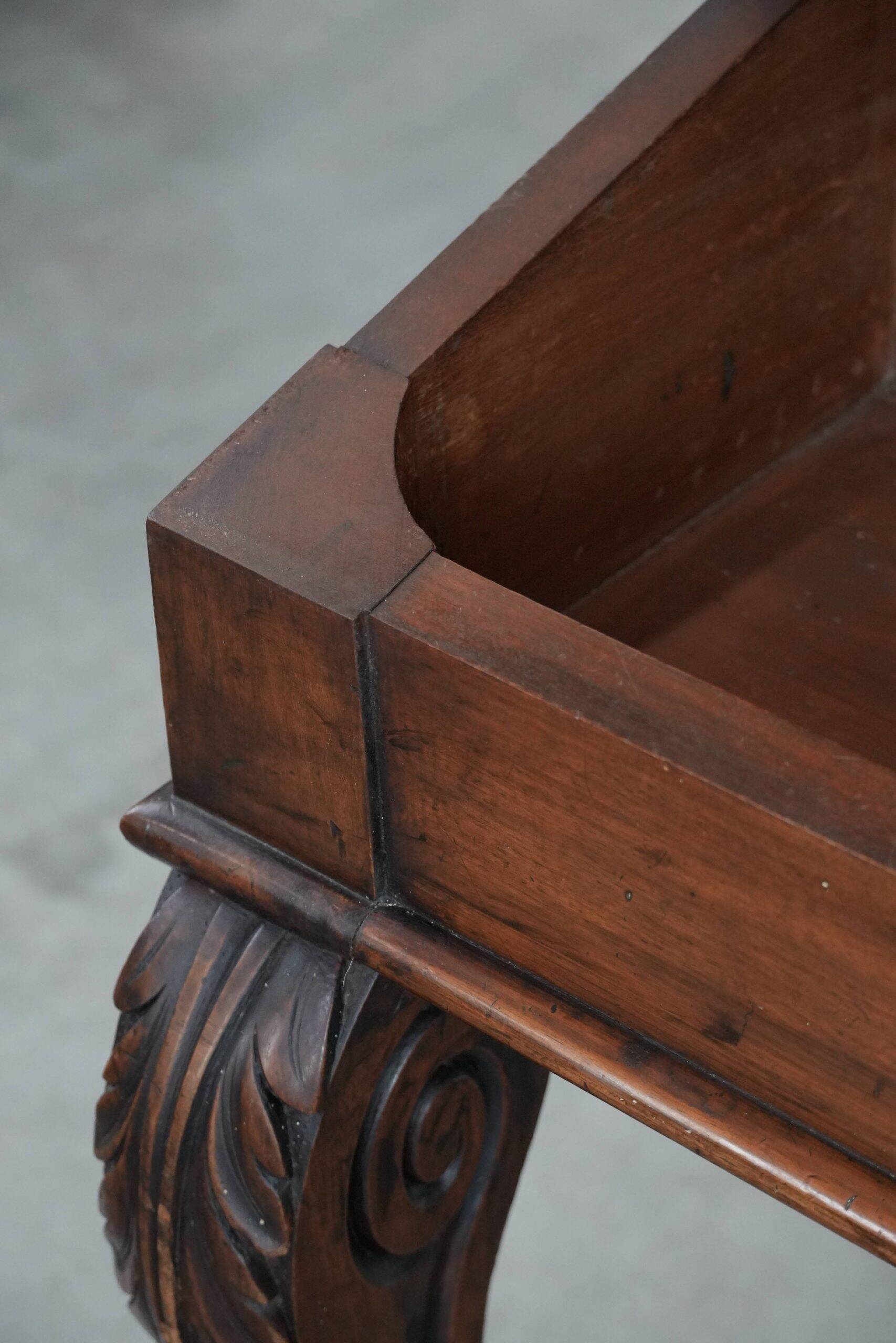 19th century English antique oak wall desk/writing table on wheels