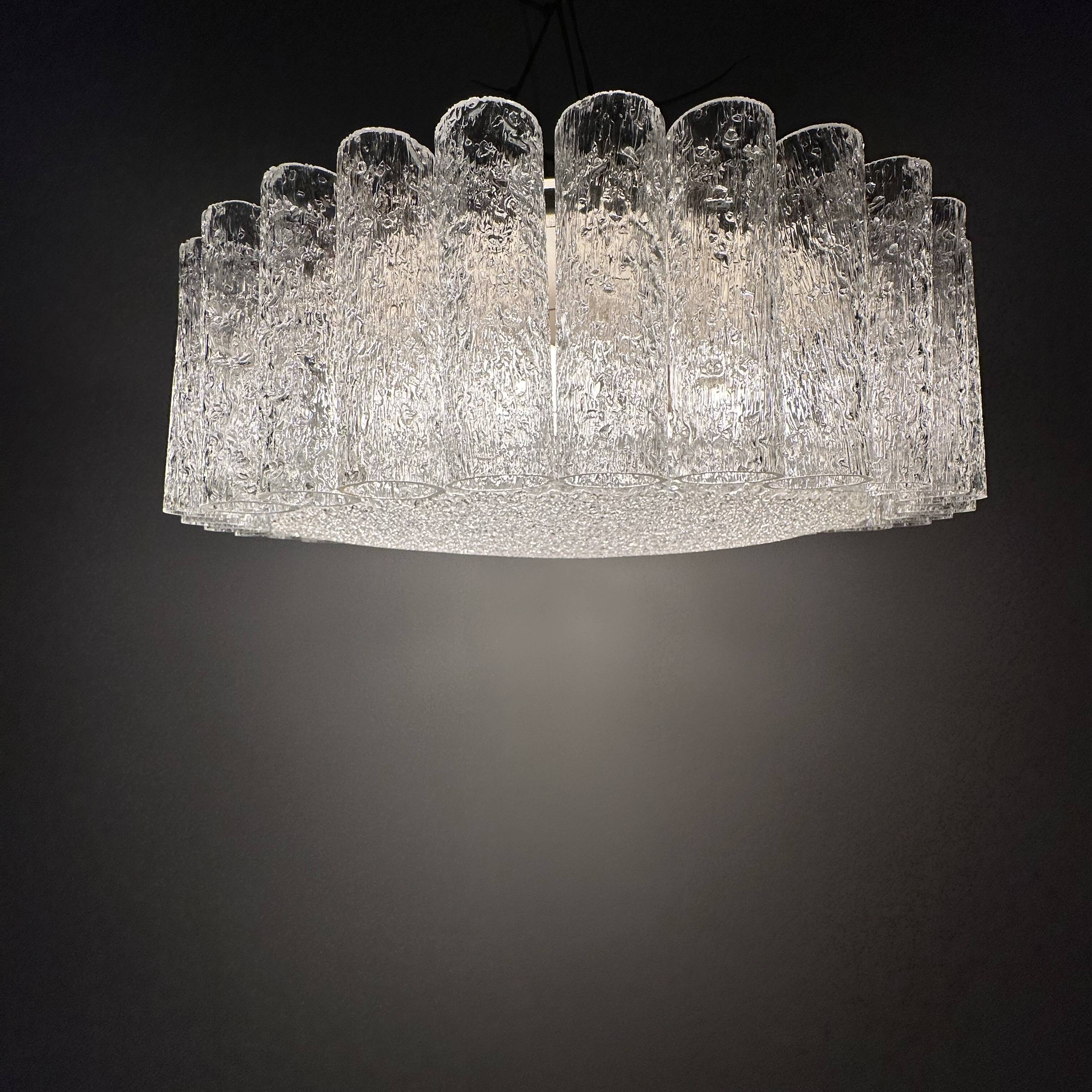 Glass Tubes Chandelier Flush mount from Doria Leuchten, 1960s