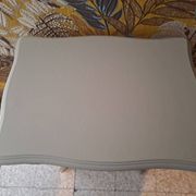 Console in gray painted wood with a lower tray