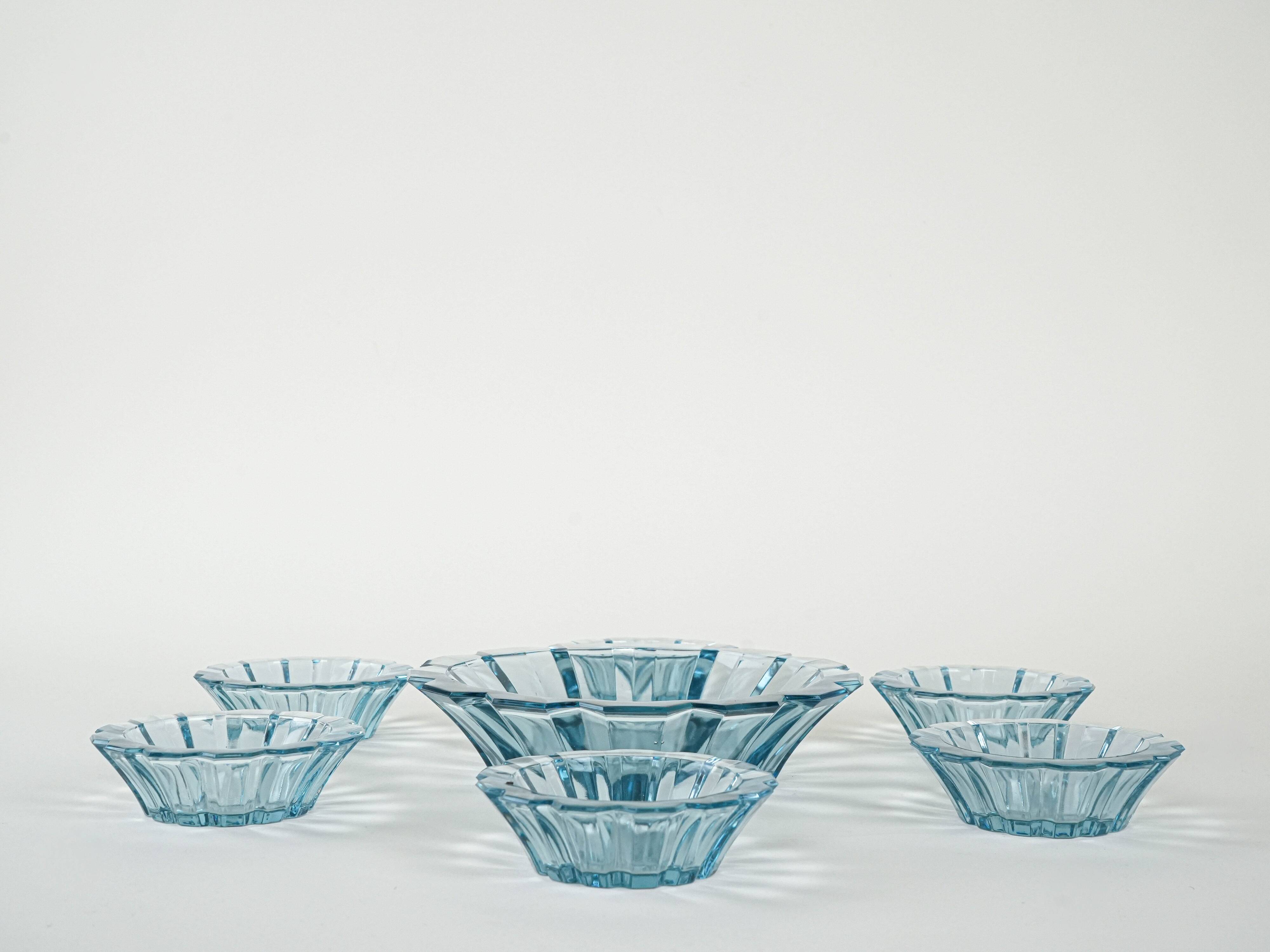 Set of glass bowls, Italian design, 1970s, made in Italy