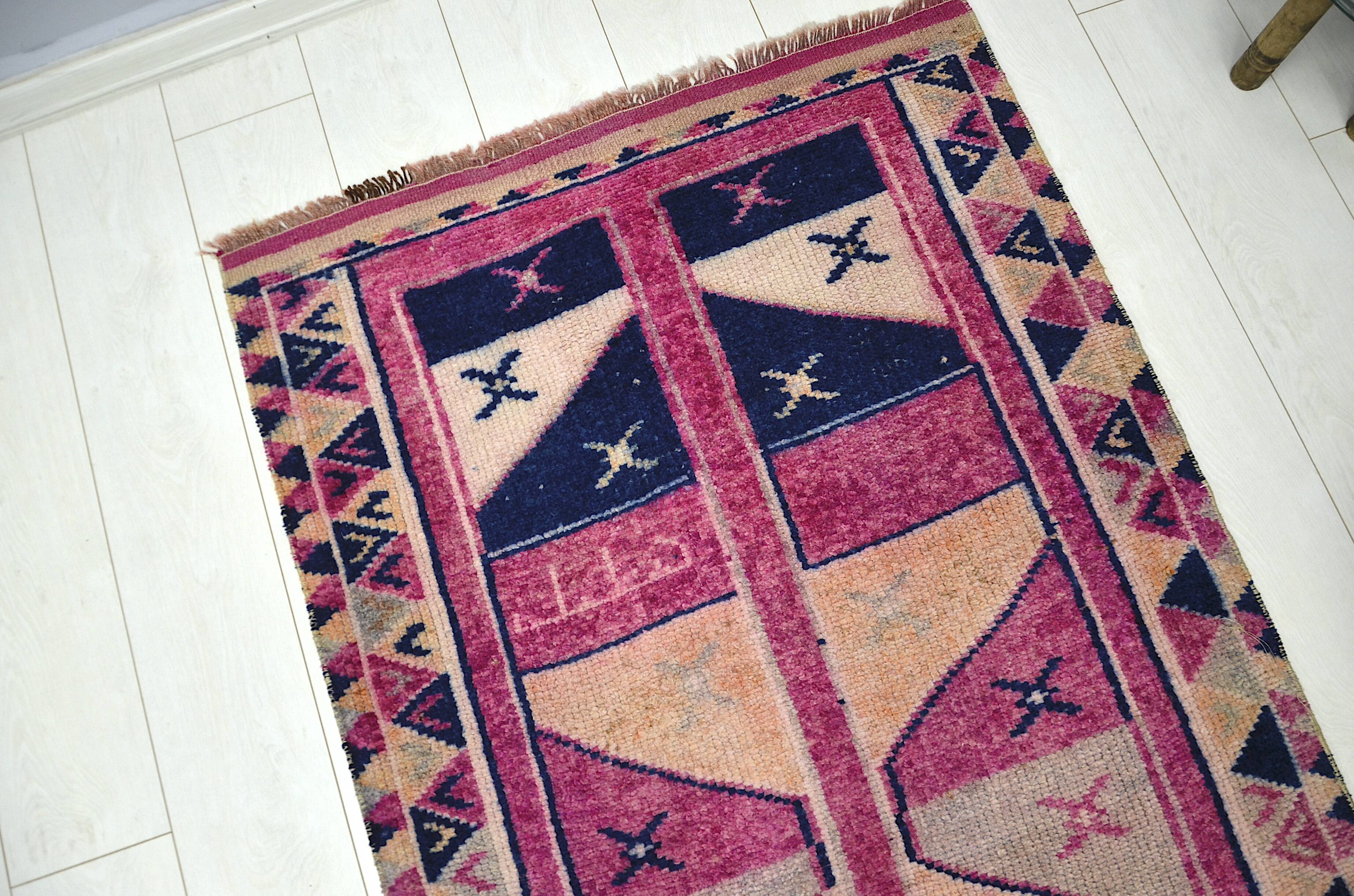 Pink & Dark Blue Anatolian Runner sku 2269.