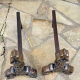Vintage solid brass and steel chenets