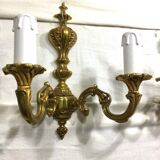 Paire d’appliques Bronze 2 lumières style Louis XV