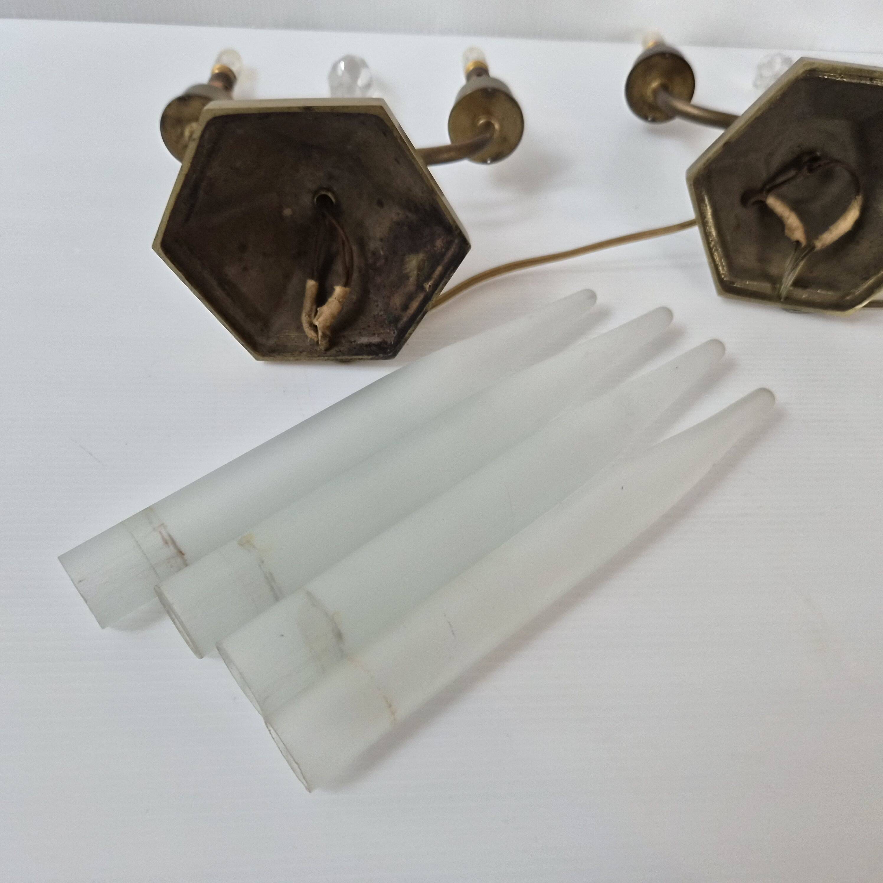 Pair of vintage candlestick lamps from the 1950s.