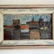 Vintage Abstract Kulo Green Oil Painting 1970s