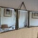 Vintage 1950 triptych mirror barber beveled crystal hairdresser - 25 x 59 cm