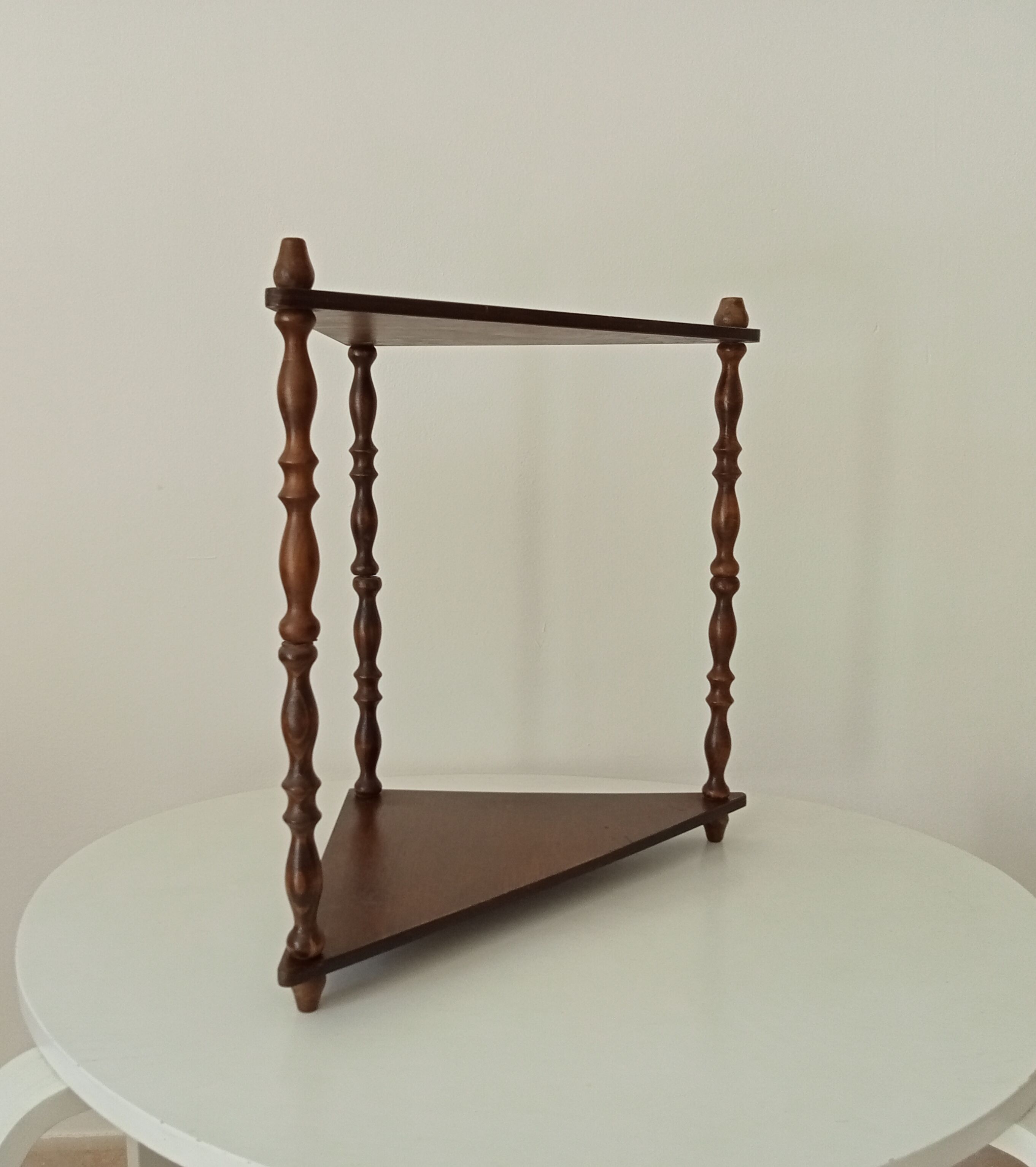 Vintage turned wood wall shelf