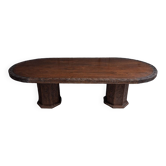 Grande table marocaine en bois sur deux colonnes