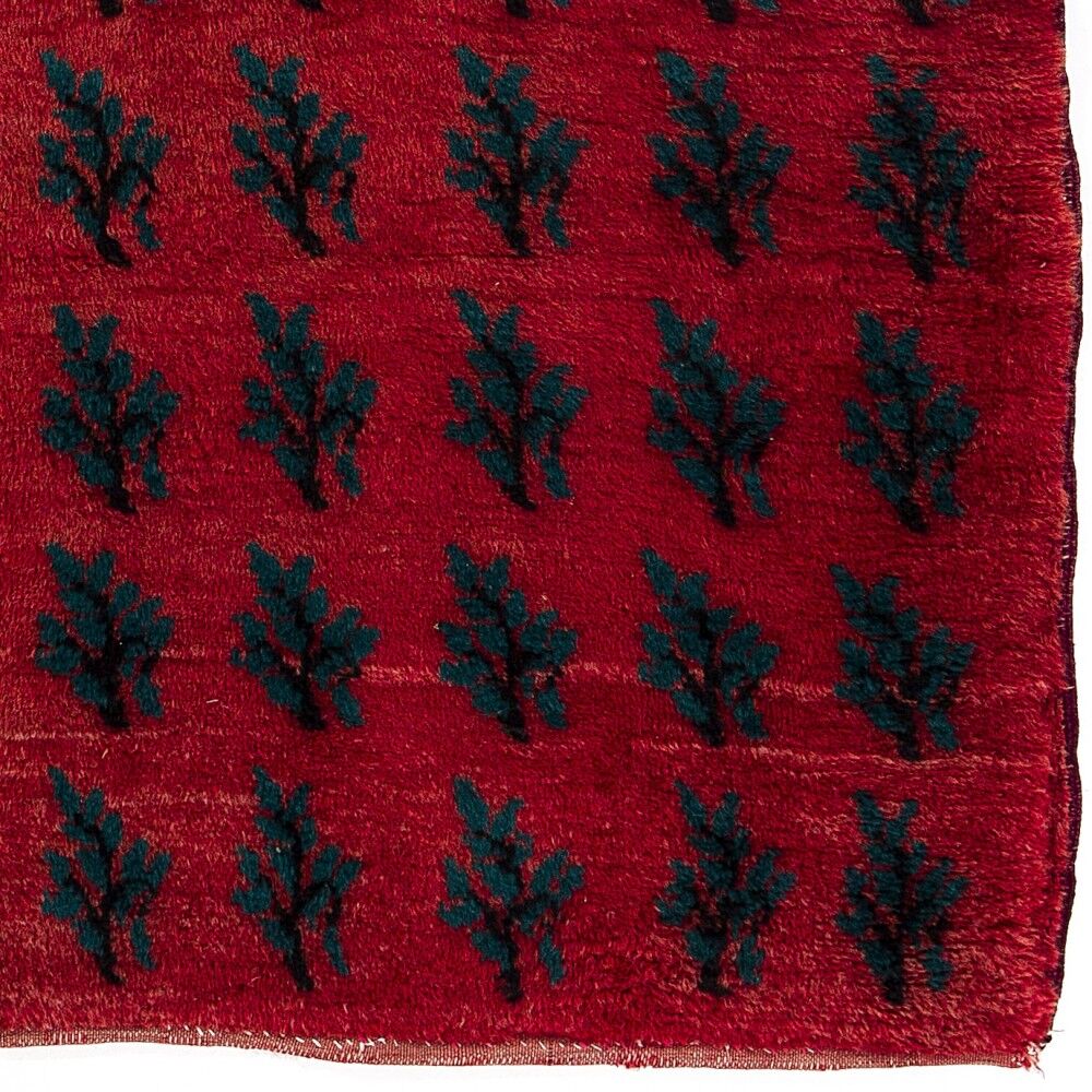 Vintage Handmade Turkish Tulu Rug with Serrated Leaf Design, 100% Wool