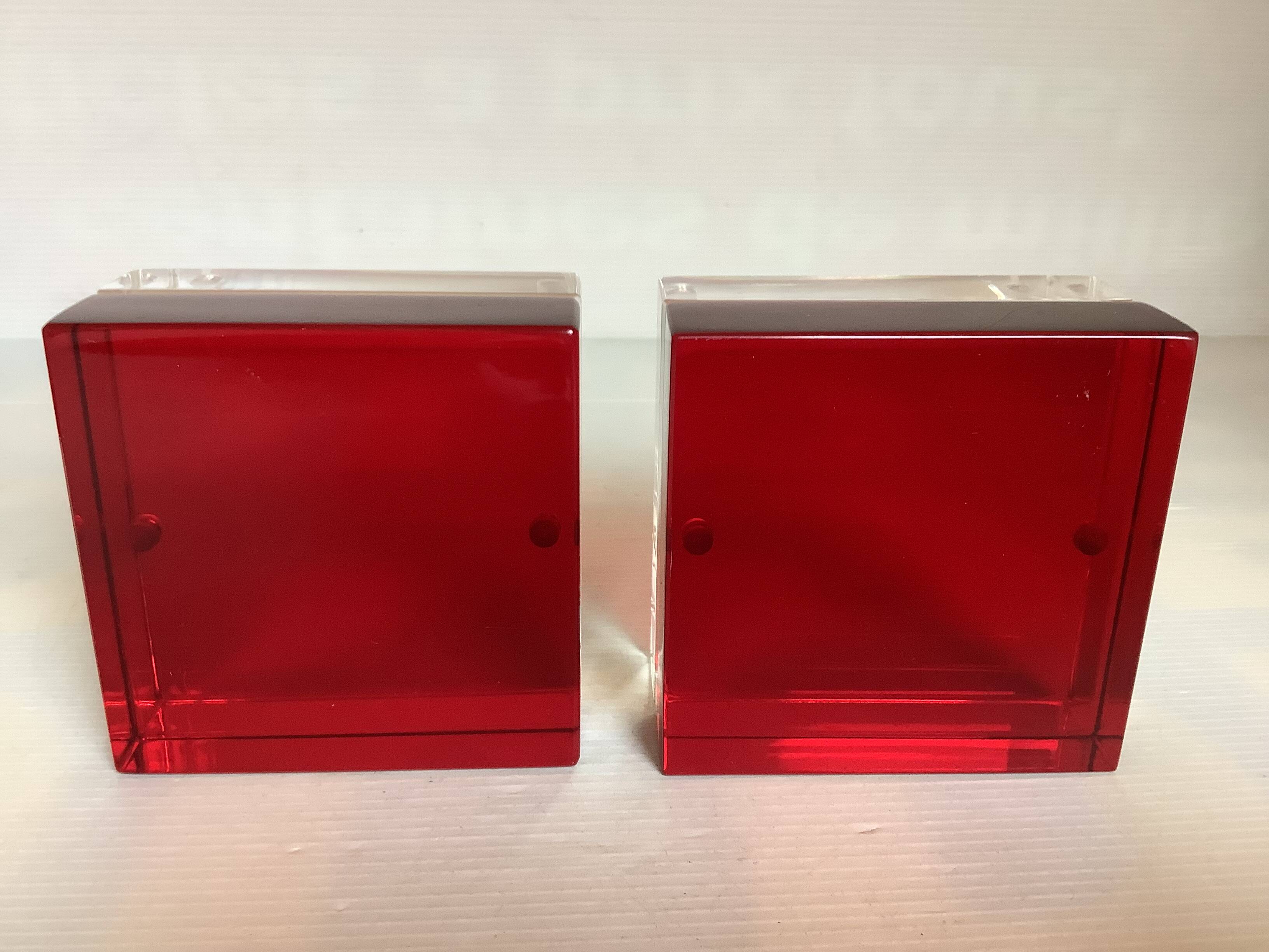Pair of two-tone plexiglass bookends