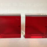 Pair of two-tone plexiglass bookends