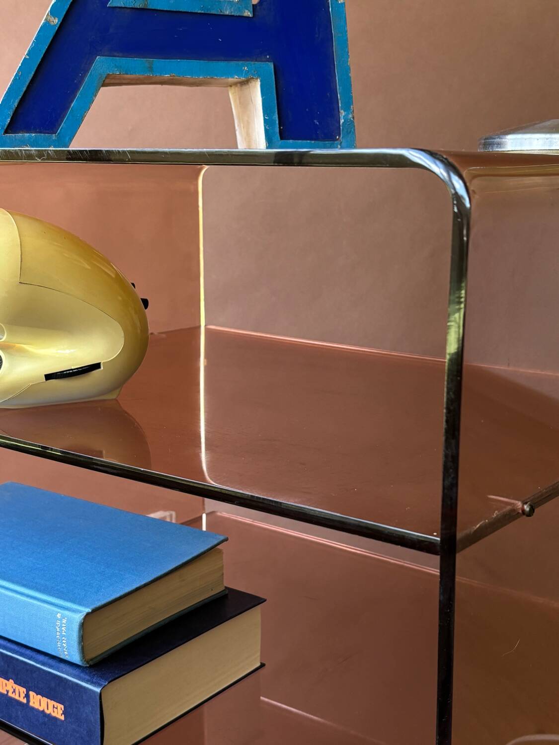 Occasional furniture in smoked Plexiglas from the 70s