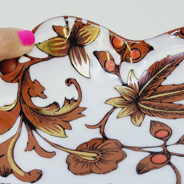 Coupe Vide Poche Corbeille Chantournée En Emaux Cloisonnés Longwy Fleurs Fe