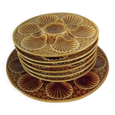 Set of 6 plates and an oyster dish Longchamp.