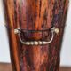 Vintage Florentine umbrella stand made of reclaimed wood and brass.