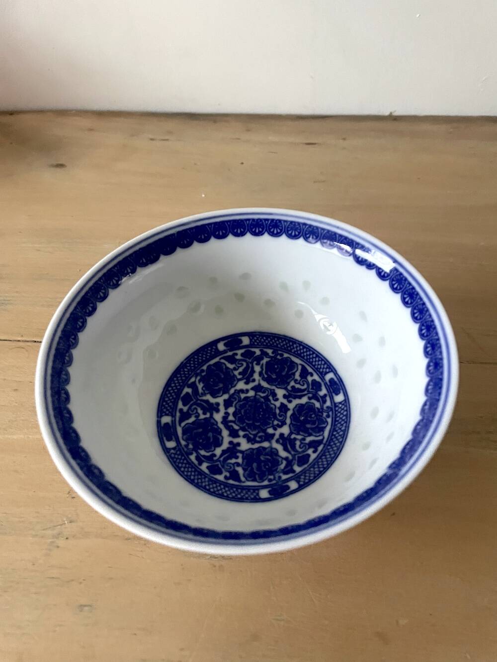 Chinese rice grain porcelain bowl