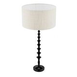 Pair of black piano lacquered table lamps with black granite base.