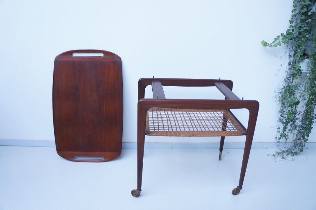 Vintage teak serving trolley Johannes Andersen 1960